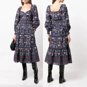 Sea New York Noah Smocked Printed Midi Dress